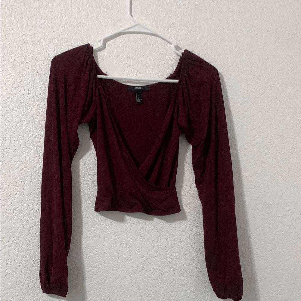 Women's Burgundy Long Sleeve Top